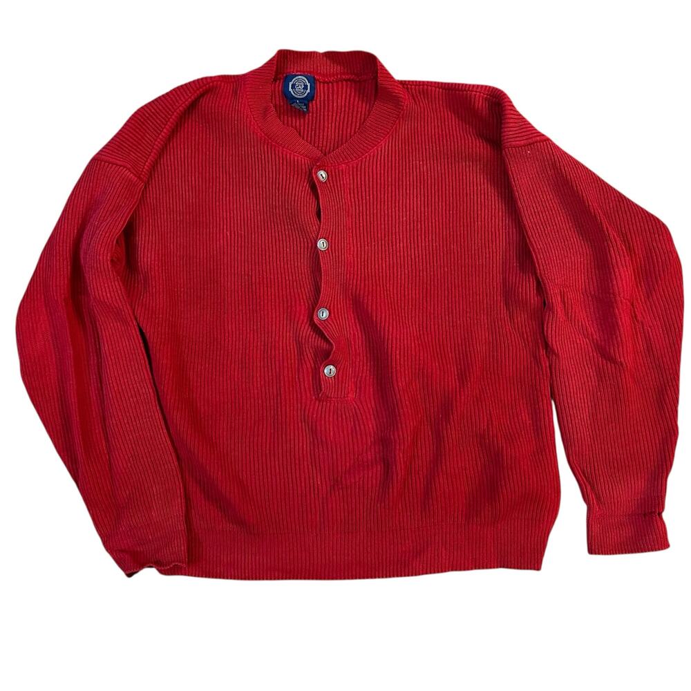 Vintage Gap Textured Henley Shirt Mens Large Red Grunge Streetwear Minimalist